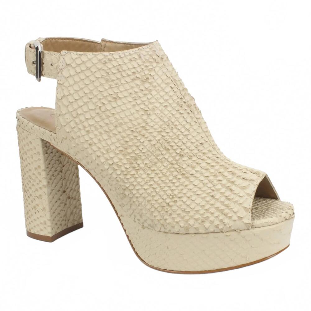NEW CARRANO women's snake leather platform sandals in butter